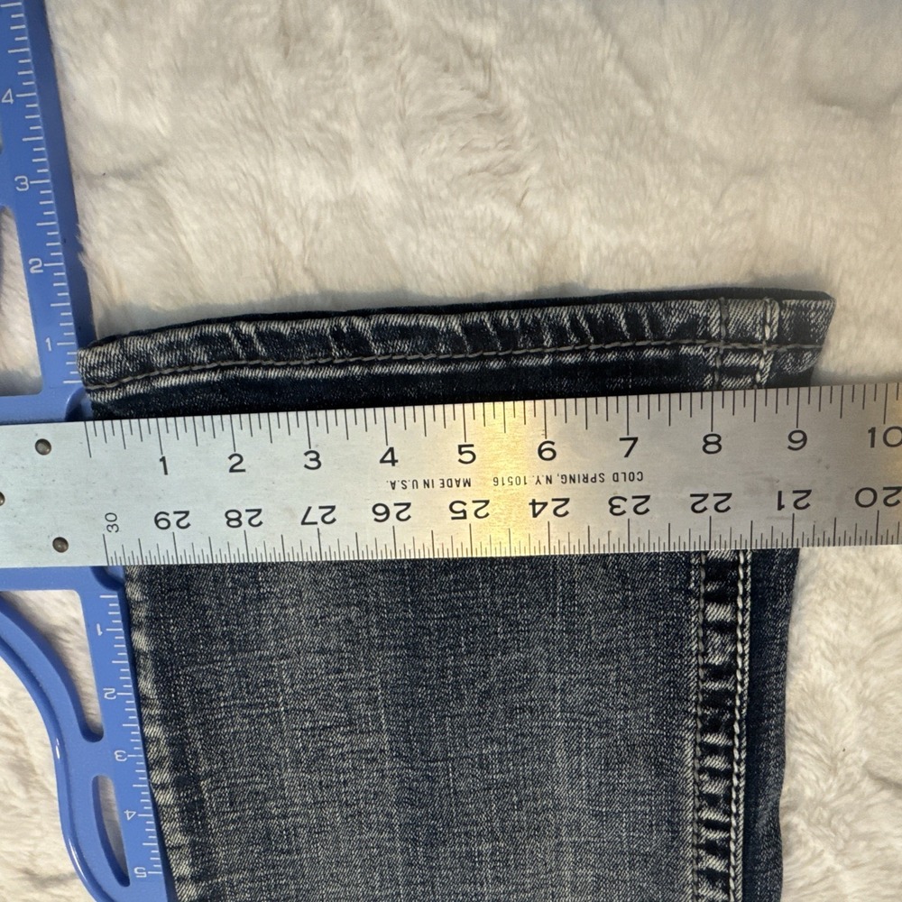 Cowgirl Up Bootcut Jeans Distressed Dark Wash Embroidered Sequins 30x34 - Picture 15 of 16
